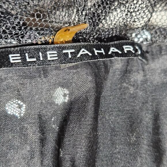 Elie Tahari Black Semi Sheer Sequin & Tulle Versatile Drape Neckline Formal Vest - Picture 9 of 14